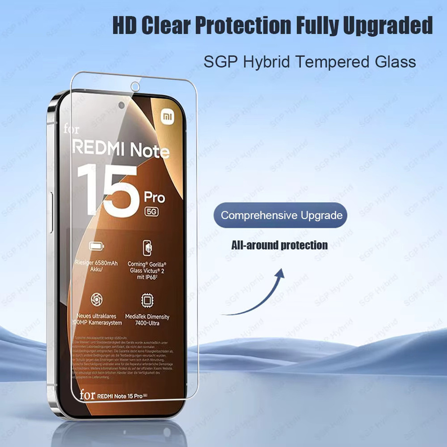 Displayschutzfolie aus gehärtetem Glas für Xiaomi Redmi Note 15 Pro 5G mit 3D Kamera Rückseitenabdeckung, transparent - Bild 2