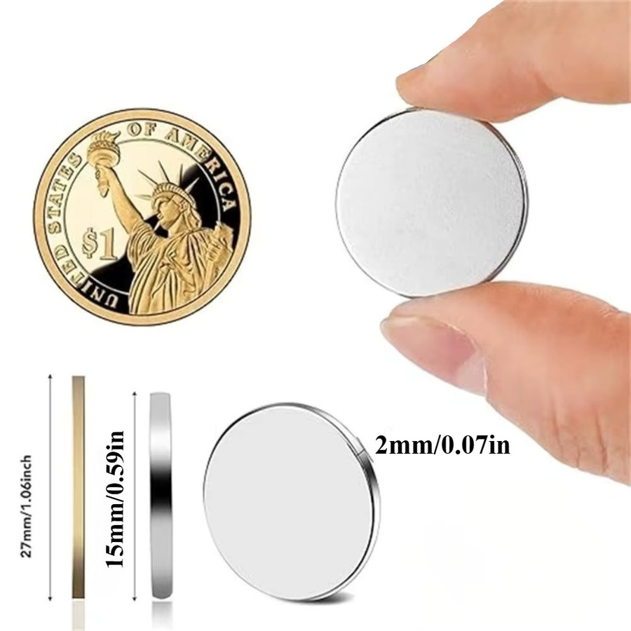 Eurmax Runde Neodym-Magnete für Bastelarbeiten und Büroorganisation, Durchmesser: 10 mm, Dicke: 2 mm; Durchmesser: 15 mm, Dicke: 2 mm; Durchmesser: 25 mm, Dicke: 2 mm - Bild 2