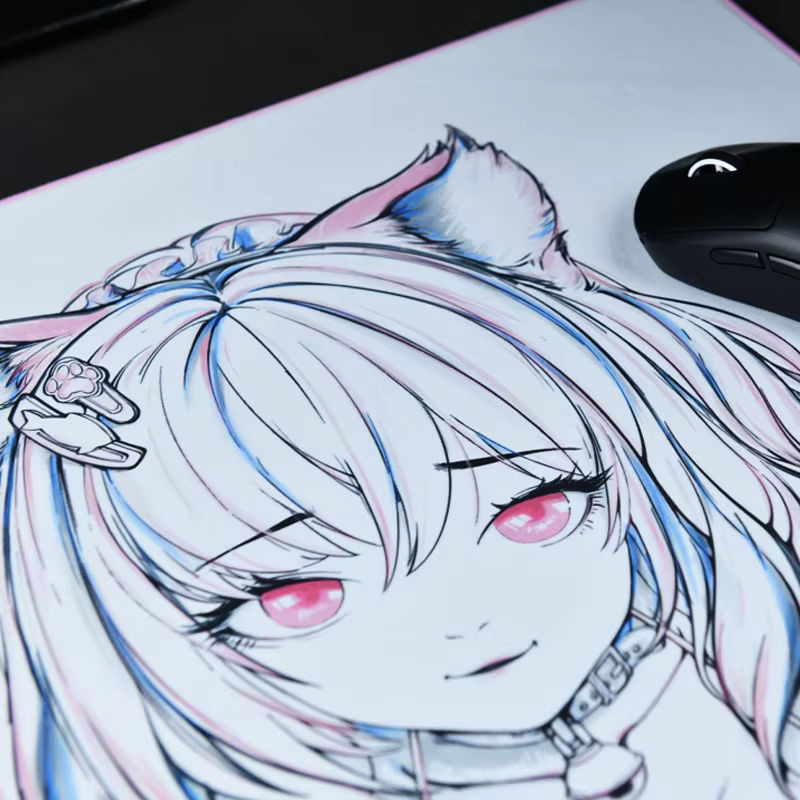 Unusual Way Neko Sports Gaming Mousepad mit Poron-Substrat und Plüschstoff in Weiß - Bild 3
