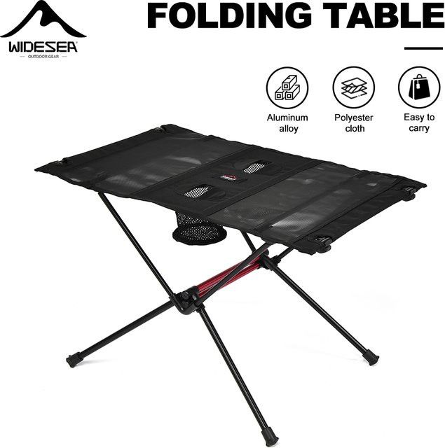 WIDESEA Tragbarer Campingtisch aus Aluminiumlegierung mit Getränkehaltern und Netztasche für Outdoor und Picknick - Bild 1