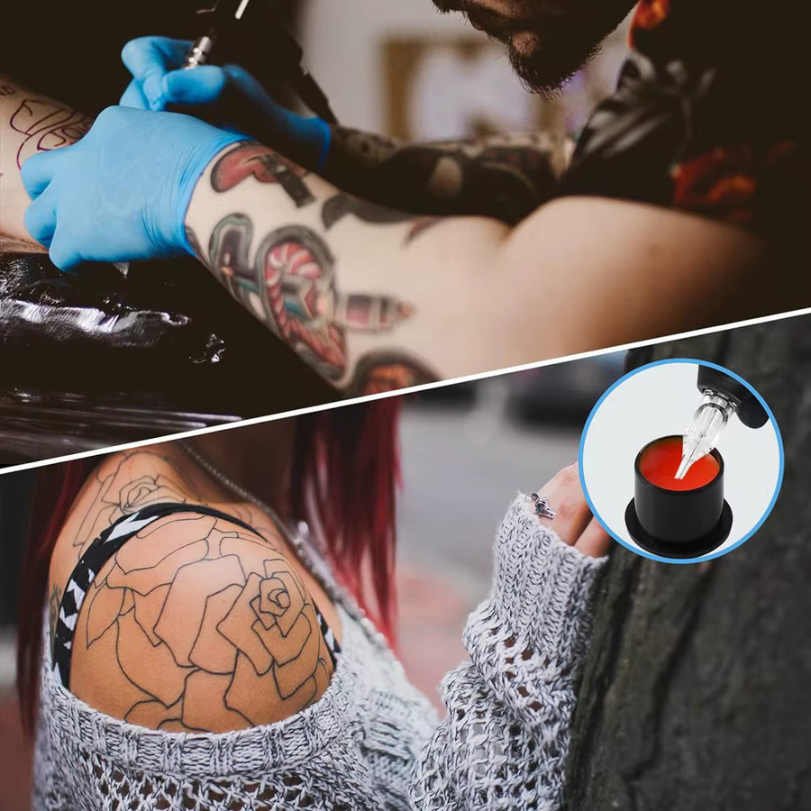 Usiriy Tattoo Ink Cups, Schwarz, Einweg, Pigment Halter Container - Bild 5