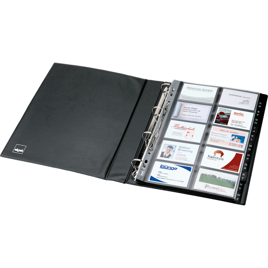 Sigel Visitenkartenringbuch VZ301, Schwarz Matt, Kunststoff, 4-Ring-Mechanik, für 400 Visitenkarten, B: 27,0 cm, H: 32,5 cm, T: 5,3 cm - Bild 3