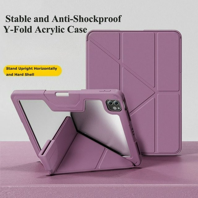 Greliana Y-Fold Magnetische Schutzhülle für iPad Air 5/4, iPad Pro 11 und iPad 10. Generation in Schwarz und Lila - Bild 1