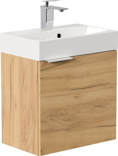 Posseik Badmöbel Cubi Slimline für Gäste-WC in Eiche Gold mit SoftClose, Breite: 50 cm - Bild 1