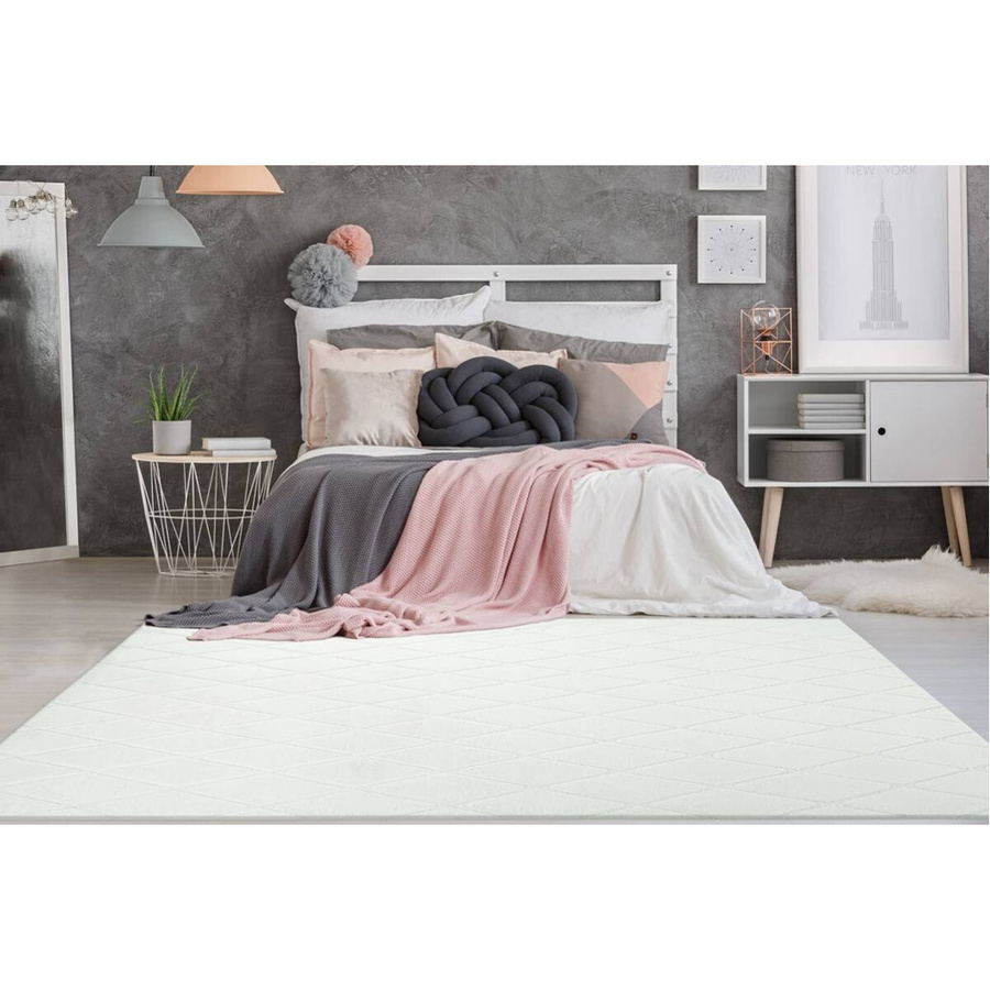 360Living Teppich Vivica weiß mit grafischem Muster im Retro-Design aus Baumwolle, B/L: 80 x 150 cm - Bild 2