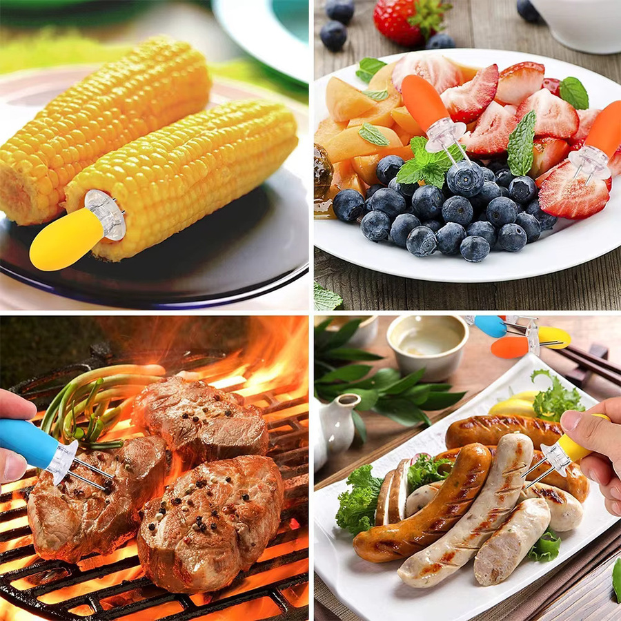 LMETJMA 12er Set BBQ Maishalter und Fleischgabeln aus Edelstahl in Silber - Bild 3