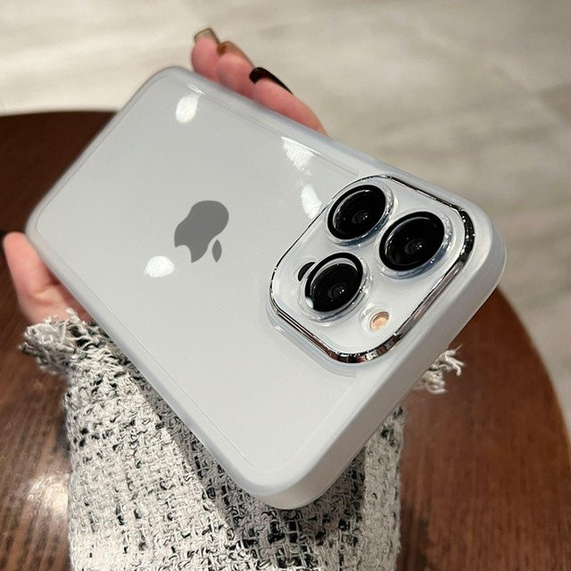 Stoßfeste iPhone Handyhülle mit Glaslinsenschutz von Apple in Transparent und Grau - Bild 1