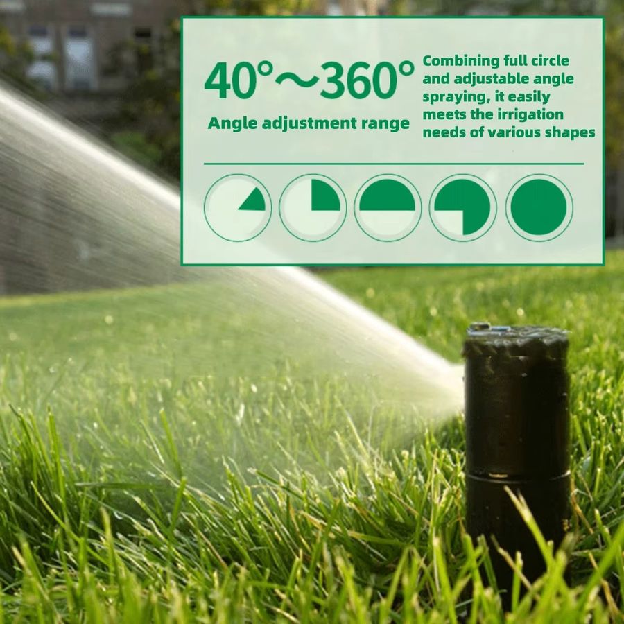 TOHONGADON Verstellbarer unterirdischer rotierender Sprinkler mit 1/2 Zoll Innengewinde für Garten und Rasen, 40 bis 360 Grad Sprühwinkel - Bild 4
