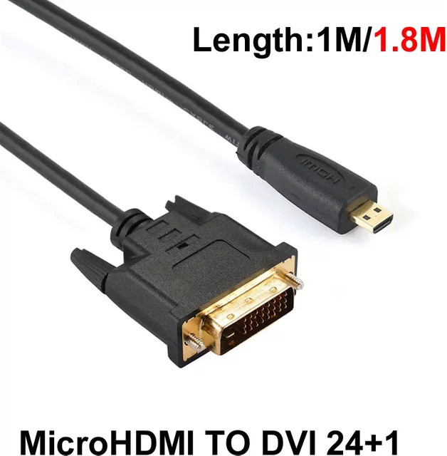 BSN Micro HDMI auf DVI-D Adapterkabel in Schwarz für 1080p Full HD und 3D, Länge: 1 m oder 1,8 m - Bild 1