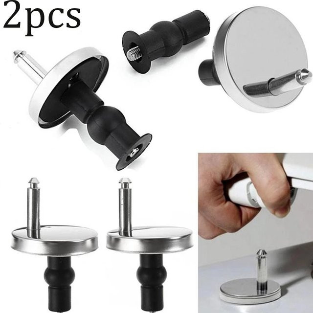 VIBRATITE WC-Sitzscharnier-Set mit Schnellverschluss, 2 Stück, oben befestigt, Farbe: Silber, Durchmesser: 45 mm - Bild 1