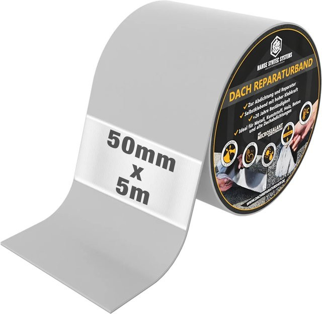 HSS Dach Reparaturband wasserdicht in Grau, Breite: 5 cm, Länge: 5 m - Bild 1