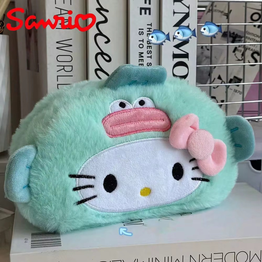 Sanrio Hello Kitty Plüsch-Federmäppchen Blau mit Reißverschluss für Schüler - Bild 2
