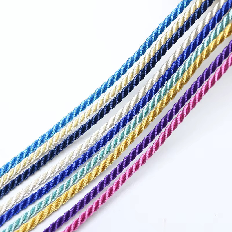 3er-Set gedrehte Baumwoll-Nylonschnüre in Bunt für DIY-Handwerk und Dekoration, 10 Meter pro Anteil, Durchmesser: 1 mm bis 5 mm - Bild 2