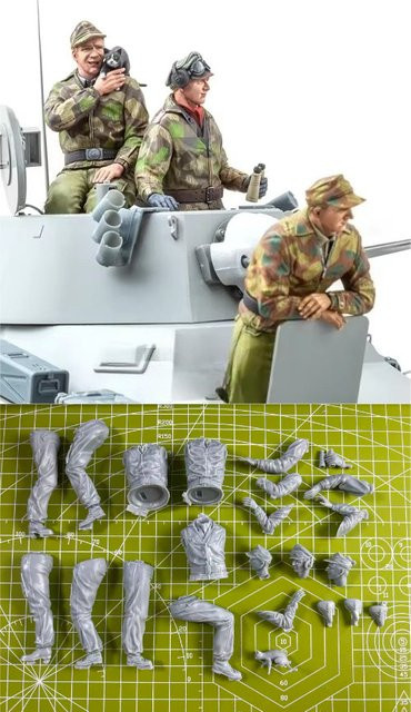 EVANOVM Modellbausatz 1:16 Panzer und Soldaten aus Druckgussharz für dein Montagespielzeug - Bild 1