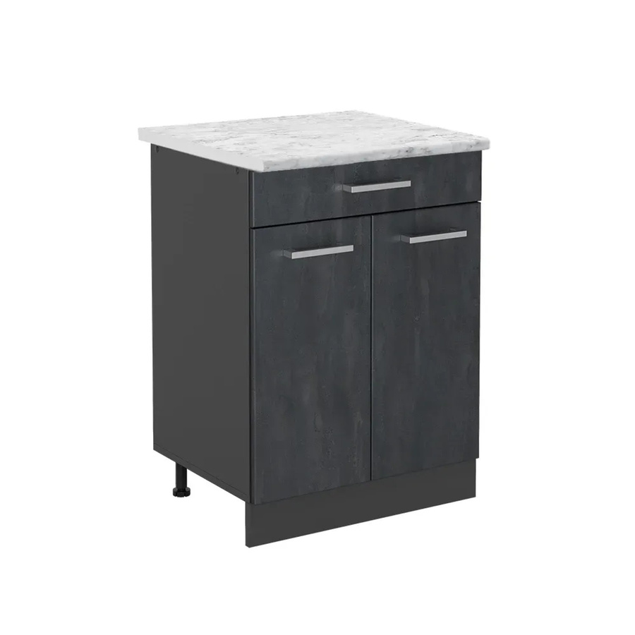 Vicco Küchenunterschrank R-Line in Schwarz Beton/Anthrazit mit Marmor-Optik, Breite: 80 cm - Bild 2