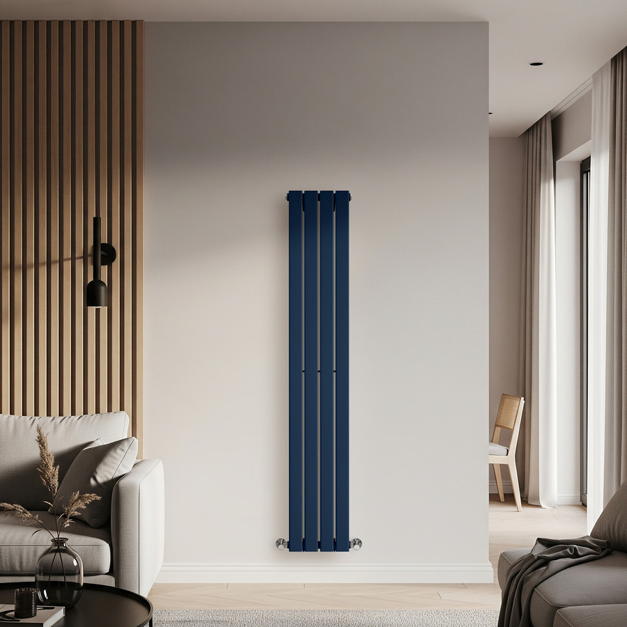 Einlagiger Design-Heizkörper Vertikal von Delta in Deep Sea Blue, Höhe: 160 cm, Breite: 28 cm - Bild 1