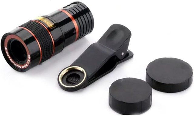 Neoglint Handy-Kamera-Objektiv-Set mit 8-fachem Monokular-Teleskop und mobilem Zoomobjektiv für fast alle Smartphones, Schwarz - Bild 1