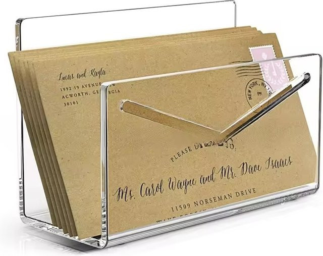 Acryl Briefhalter für den Schreibtisch Transparent Mail Organizer für Post und Dokumente - Bild 1