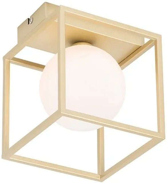 QAZQA Aniek Design-Deckenleuchte aus Stahl und Milchglas in Gold und Weiß, B/T/H: 40,0 x 18,5 x 16,0 cm - Bild 1