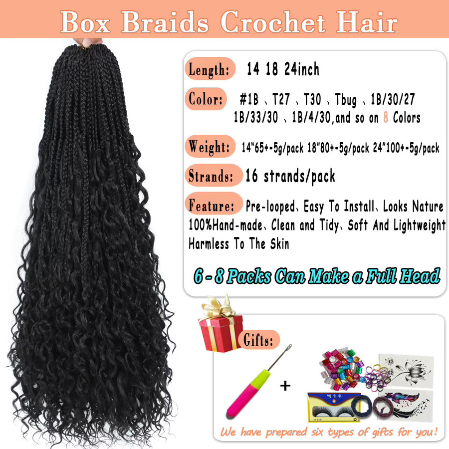 Bewill Goddess Box Braids Häkelhaar, Synthetisches Flechthaar, Damen - Bild 2