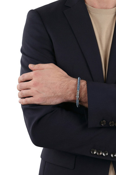 Joop! Flechtarmband Nylon, Edelstahl, Blau/Silber, Unisex - Bild 2
