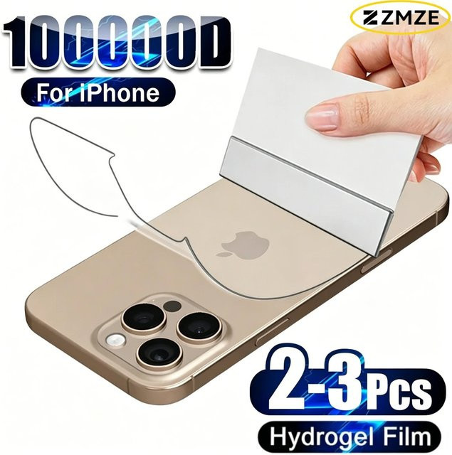 SnakeGlass Hydrogel-Rückseitenfolie für iPhone 11 bis iPhone 17 Pro Max, transparent, kratzfest und bruchsicher, 2 oder 3 Stück - Bild 1