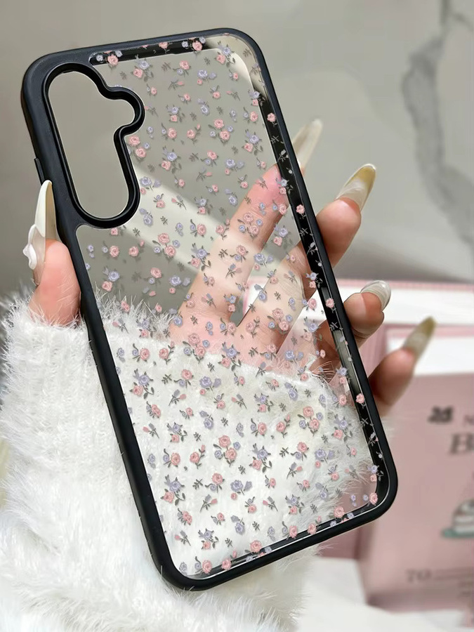 Stoßfeste Handyhülle mit Blumenmuster für Samsung Galaxy S25 S26 Ultra S24 FE S23 A56 5G A55 A54 A36 A17 A15 A16 A07 in Transparent Multicolour - Bild 6