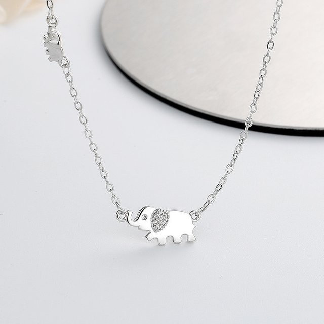 Halskette Elefant, 925 Silber, Kristall, Unisex - Bild 1