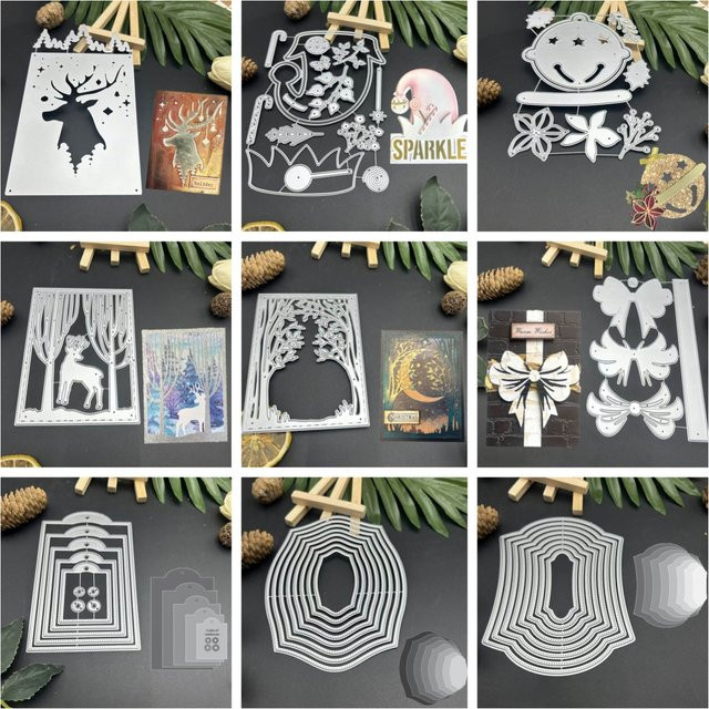 Metall-Schneideform Winter Wald Elch Muster in Silber für DIY Scrapbooking und Kartenbasteln - Bild 1