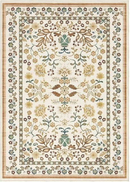 JGJG Wohnzimmerteppich und Schlafzimmer Bettvorleger mit Frühlingsblumen-Design, Maschinenwaschbar, Polyester, Mehrfarbig, B: 260 cm, T: 180 cm - Bild 1