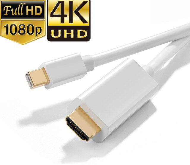 Apple Thunderbolt Mini DisplayPort zu HDMI Adapter Konverter Kabel in Weiß für 4K/1080p Auflösung - Bild 1