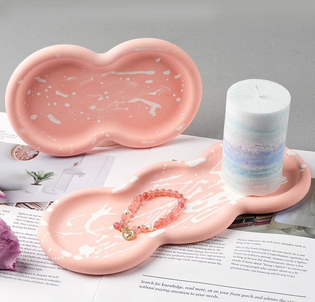UDOCOOL Silikonform für runde Beton-Tabletts und DIY-Untersetzer in Pink - Bild 1