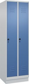 C+P Spind Classic PLUS Garderobenschrank mit Sockel, 2 Abteile, Stahlkonstruktion, Grau/Blau, H x B x T: 195 x 60 x 50 cm - Bild 1
