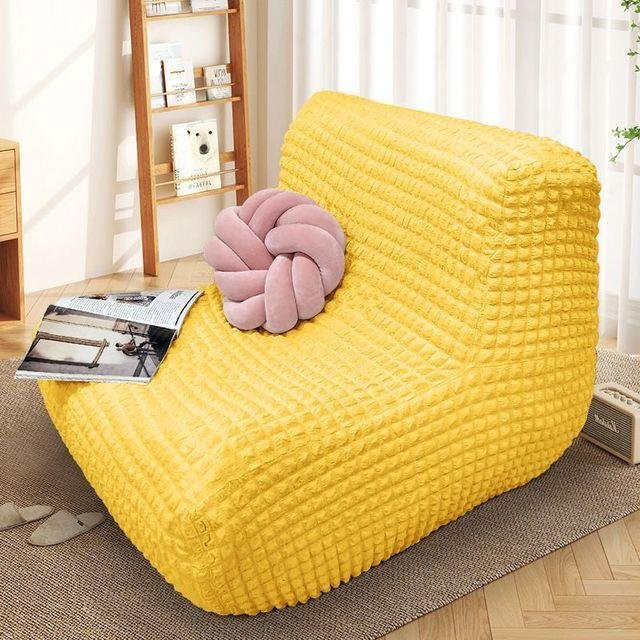 Housmife Einzelsofa-Abdeckung im nordischen Design, gelbe Seersucker Sessel-Abdeckung aus elastischem Mikrofaser-Gewebe für Armchairs und Chaiselongues, Breite: 90-110 cm - Bild 1