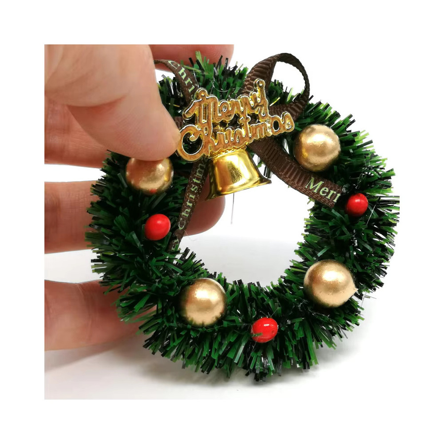 ZTOYL Weihnachtskranz mit Schleife, Mini Türgirlande, Puppenhaus Anhänger, 1:12 - Bild 4