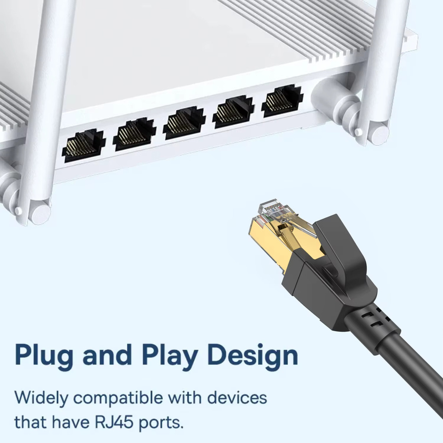 UGOURD Cat8 Ethernet-Kabel SFTP RJ45 LAN-Patchkabel Schwarz 2000 MHz 40 Gbit/s - Bild 3