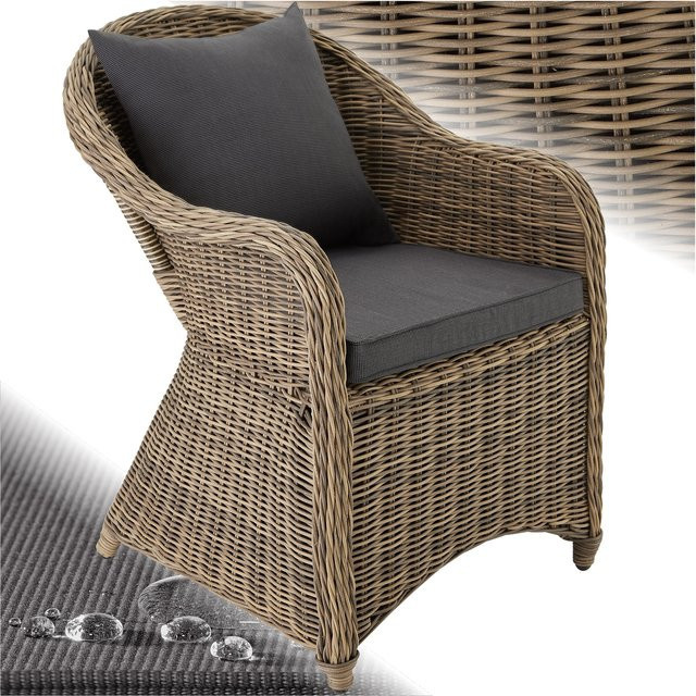 tectake Aluminium Rattansessel in Braun mit Polyrattan-Geflecht und UV-beständigen Polstern - Bild 1