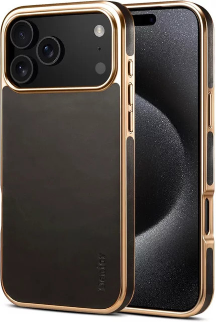 Luxuriöse Handyhülle aus echtem Leder mit Ölwachs-Textur für iPhone 17 Pro Max 16 15 14 13 12, stoßfeste Schutzhülle in Schwarz - Bild 1