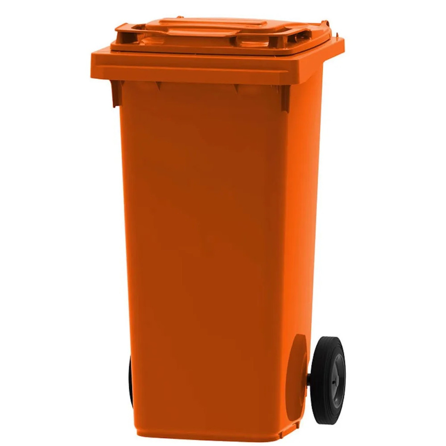 PROREGAL Mülltonne Müllgroßbehälter mit 2 Rädern, 120 Liter, Orange, H x B x T: 97,4 x 47,9 x 55,5 cm - Bild 2