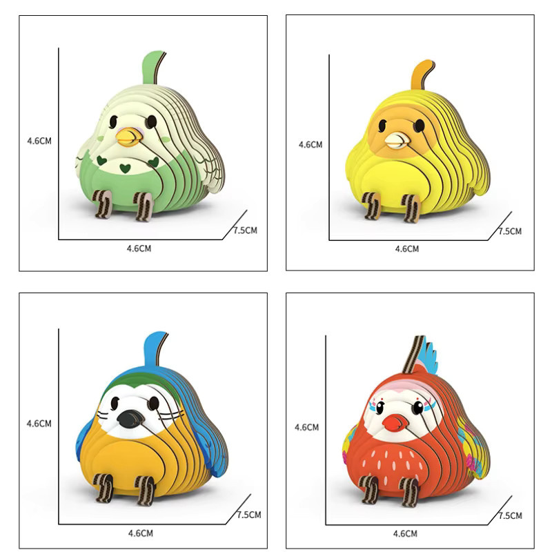 MaxRenard Papagei 3D Papier Puzzle, Tiere, Bunt / Mehrfarbig - Bild 1