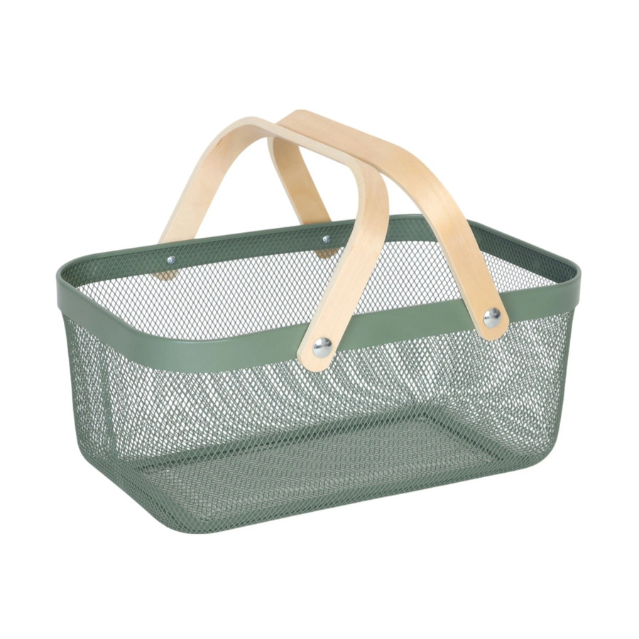 Relaxdays Drahtkorb aus Stahl mit Henkeln in Mint, B/T/H: 43 x 17,5 x 27 cm - Bild 2