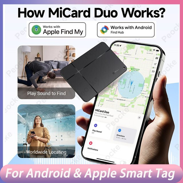 Mili Gepäck-Tracker-Karte in Schwarz mit Bluetooth und GPS für Android und iOS zur kabellosen Standortverfolgung - Bild 1