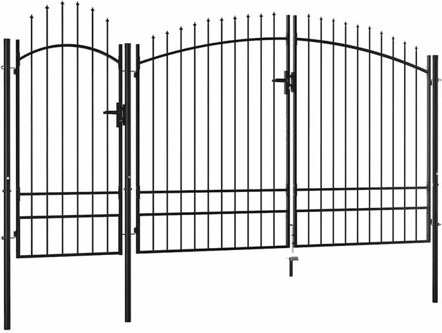 vidaXL Gartentor Doppelstor Swing aus Stahl in Schwarz, B: 400 cm, H: 245 cm - Bild 1