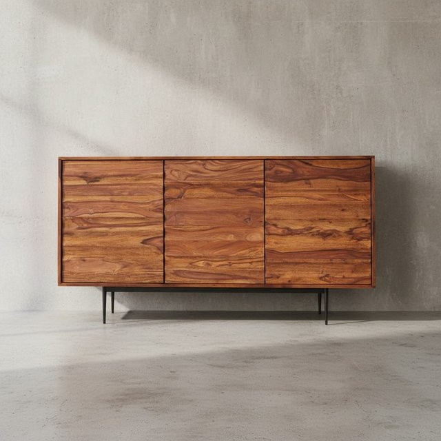 KADIMA DESIGN Sideboard aus Massivholz Sheesham in Braun mit 3 Türen, Breite: 150 cm - Bild 1