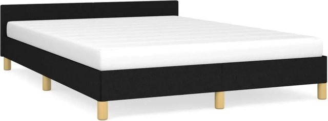 vidaXL Bettgestell mit Kopfteil in Schwarz aus Stoff, B/T/H: 140 x 200 cm - Bild 1