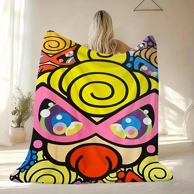 H-Hysteric Mini-Überwurf aus weichem Flanell in Weiß und Multicolour mit geometrischem Muster - Bild 1