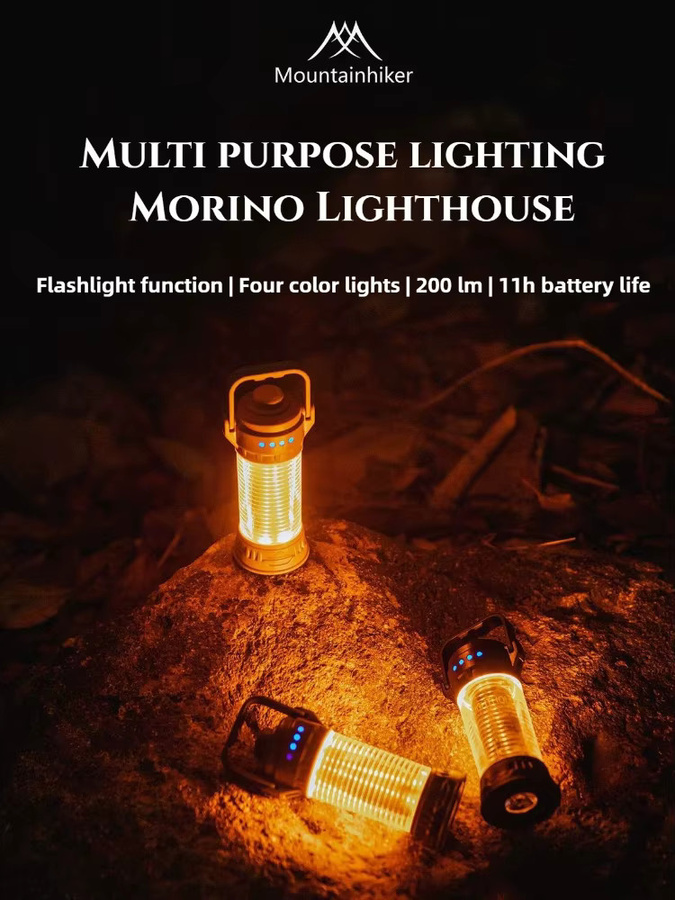 MOUNTAINHIKER Campingbeleuchtung mit 5 Lichtarten, verstellbare Deckenleuchte mit Halterung und USB-C Aufladung, Schwarz - Bild 4