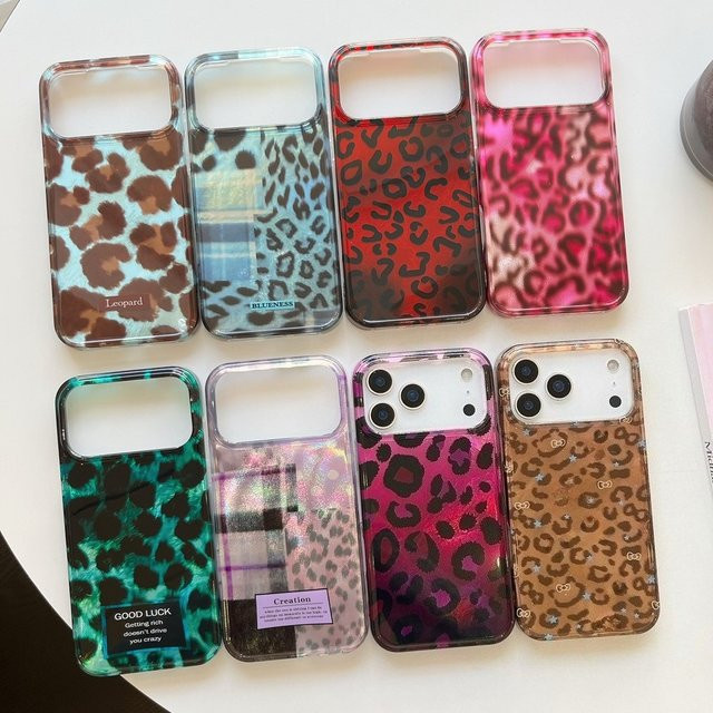 Potdemiel Leoparden-Handyhülle mit Feder-Textur für iPhone 17 16e 16 15 14 13 12 11 Pro Max X Xs XR XSMax Air Plus in Multicolour - Bild 1