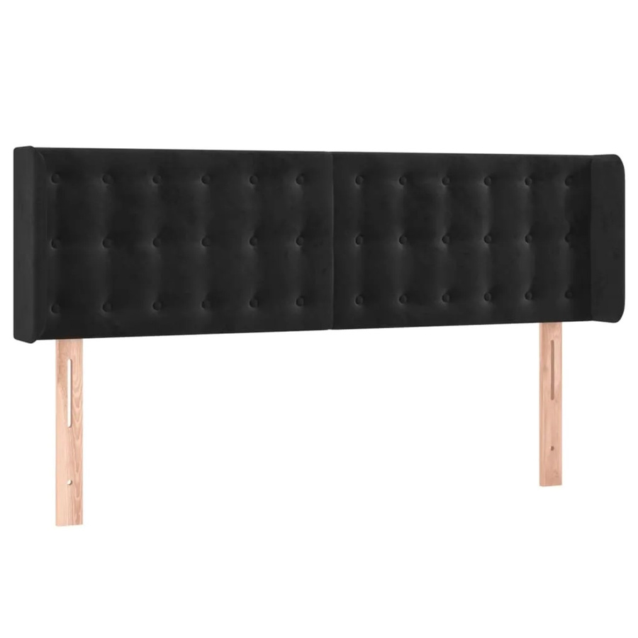 vidaXL LED Kopfteil aus Samt in Schwarz mit USB-Ladeport und integrierter Beleuchtung, B: 147 cm, T: 16 cm, H: 78-88 cm - Bild 2