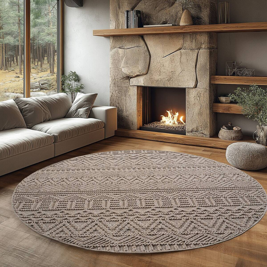 Ayyildiz Kurzflorteppich Helix rund beige Durchmesser: 160 cm - Bild 2